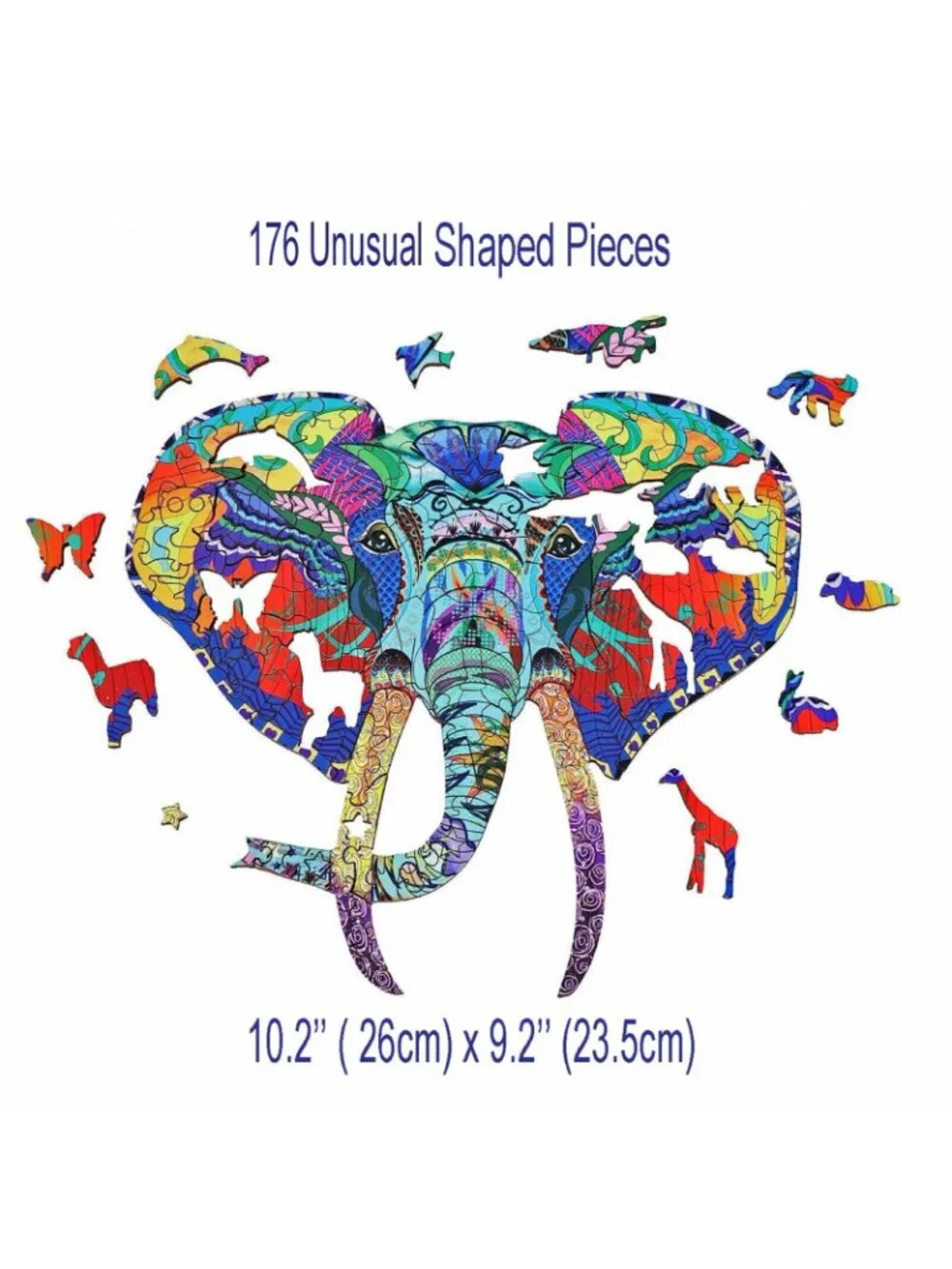 Wooden Puzzle for Adults 176 Unique Animal Shapes Jigsaw Pieces Natural Basswood